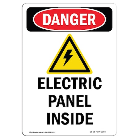 Signmission Safety Sign, OSHA Danger, 24" Height, Rigid Plastic, Electric Panel Inside, Portrait OS-DS-P-1824-V-2203